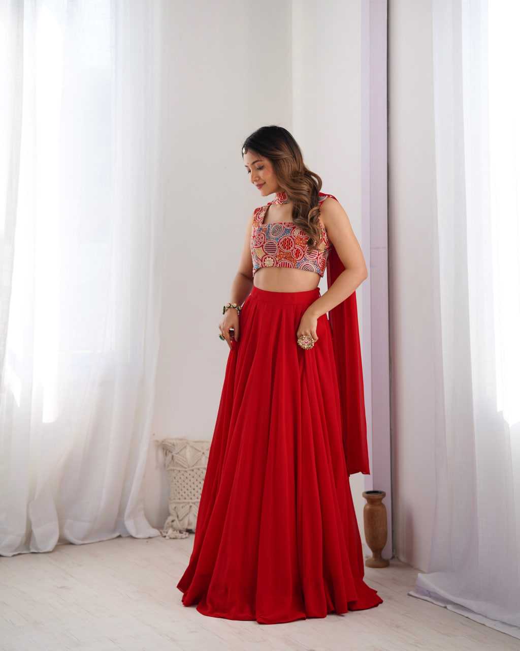 Ynf Faux Georgette KESH504 50 Lehengas Wedding Collections Festive Collections Wholesale Georgette Lehenga Lehenga With Dupatta Lehenga With Blouse Manufacturer