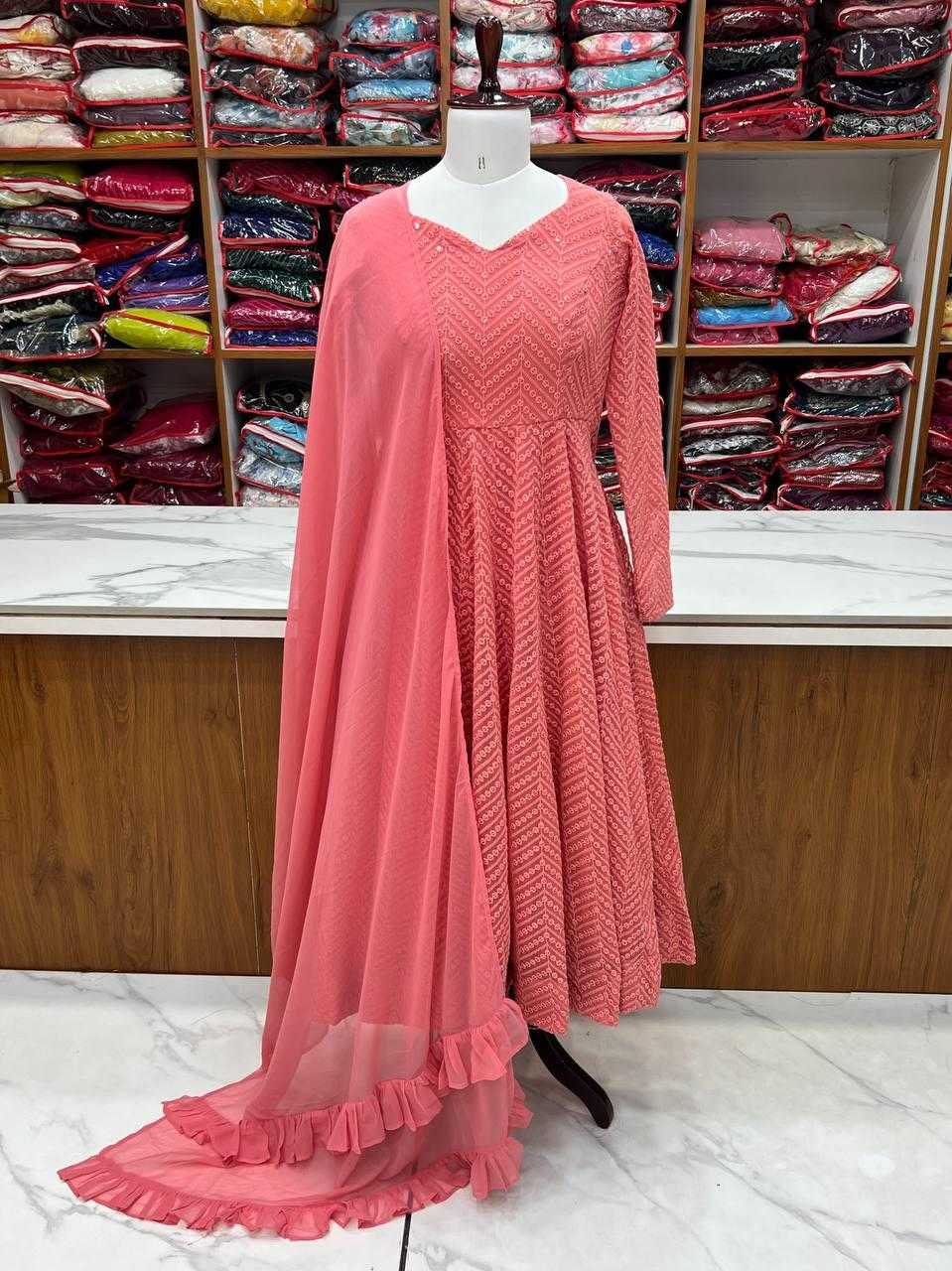 Ynf Faux Georgette KESH504 55 Gowns Wholesale Fancy Gowns Georgette Gown Designer Gowns Manufacturer
