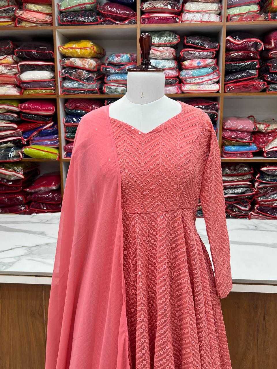Ynf Faux Georgette KESH504 55 Gowns Wholesale Fancy Gowns Georgette Gown Designer Gowns Manufacturer