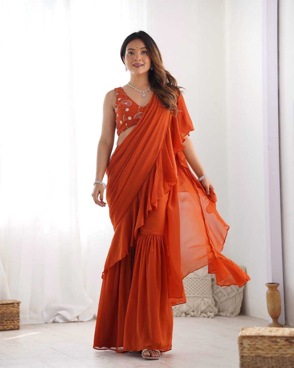 Ynf Faux Georgette KESH504 56 Sarees Wholesale Ready To Wear Sarees Party Wear Sarees Fancy Sarees Embroidered Sarees Manufacturer