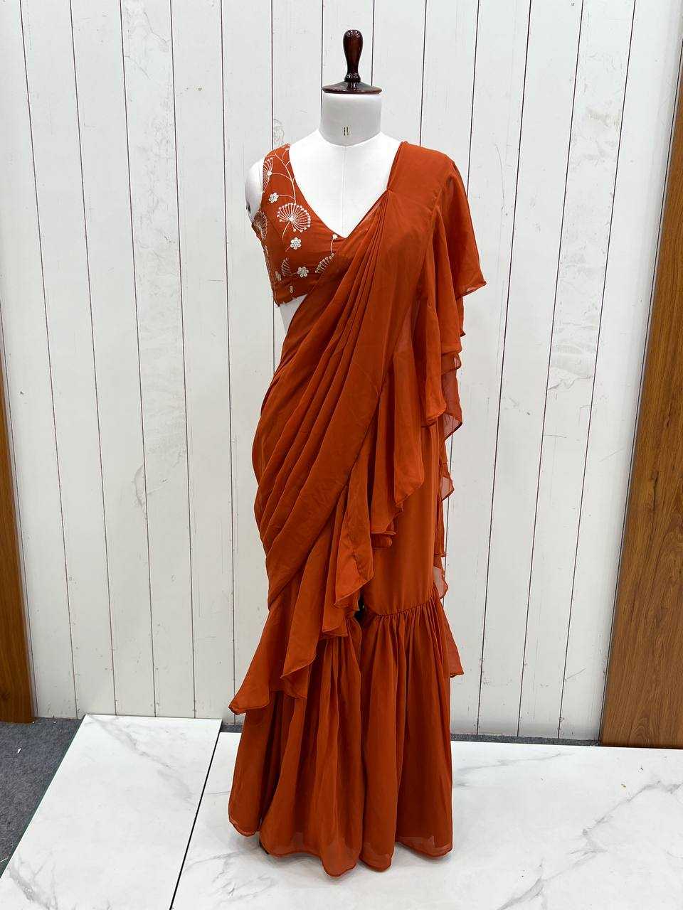 Ynf Faux Georgette KESH504 56 Sarees Wholesale Ready To Wear Sarees Party Wear Sarees Fancy Sarees Embroidered Sarees Manufacturer