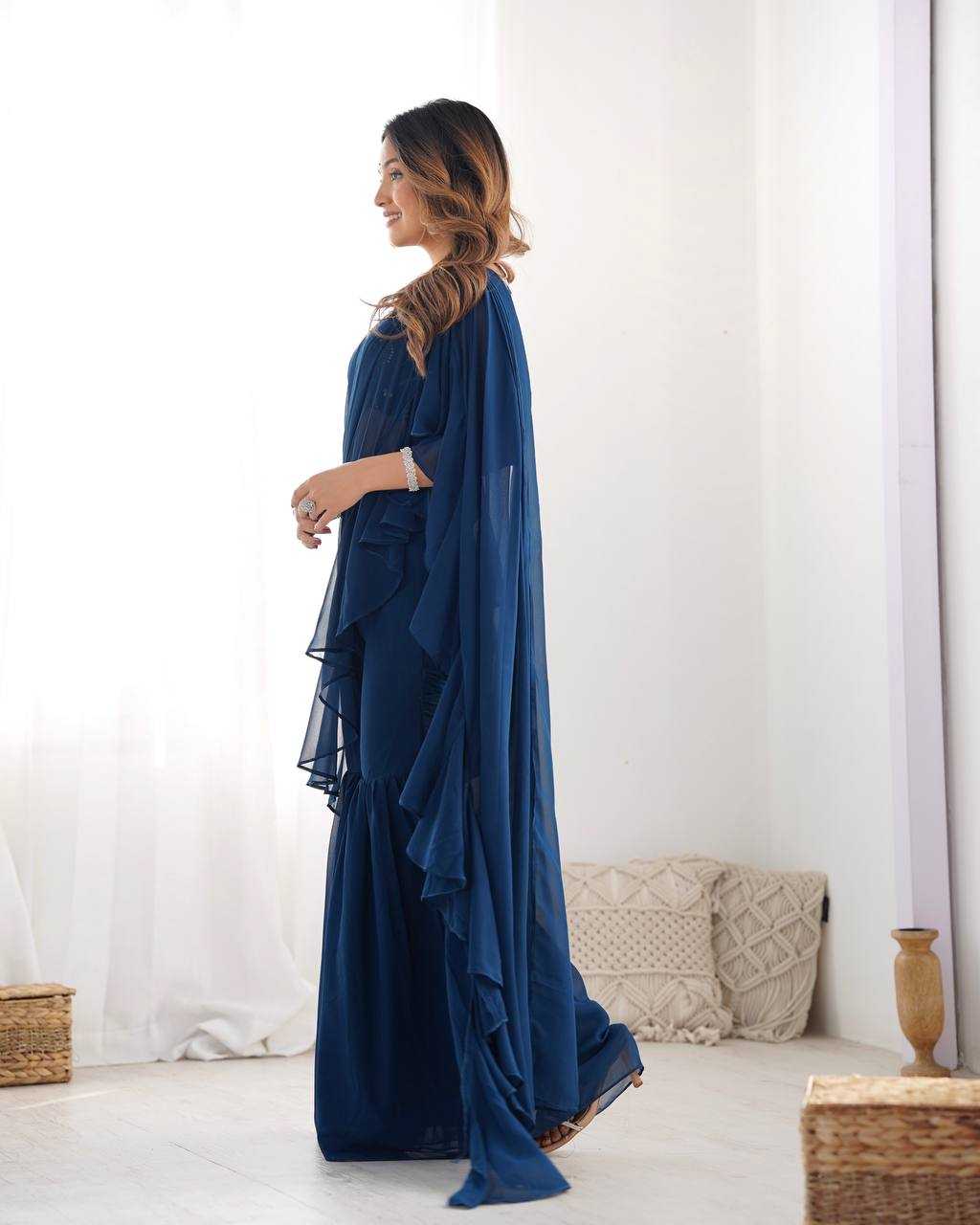 Ynf Faux Georgette KESH504 56 Sarees Wholesale Ready To Wear Sarees Party Wear Sarees Fancy Sarees Embroidered Sarees Manufacturer