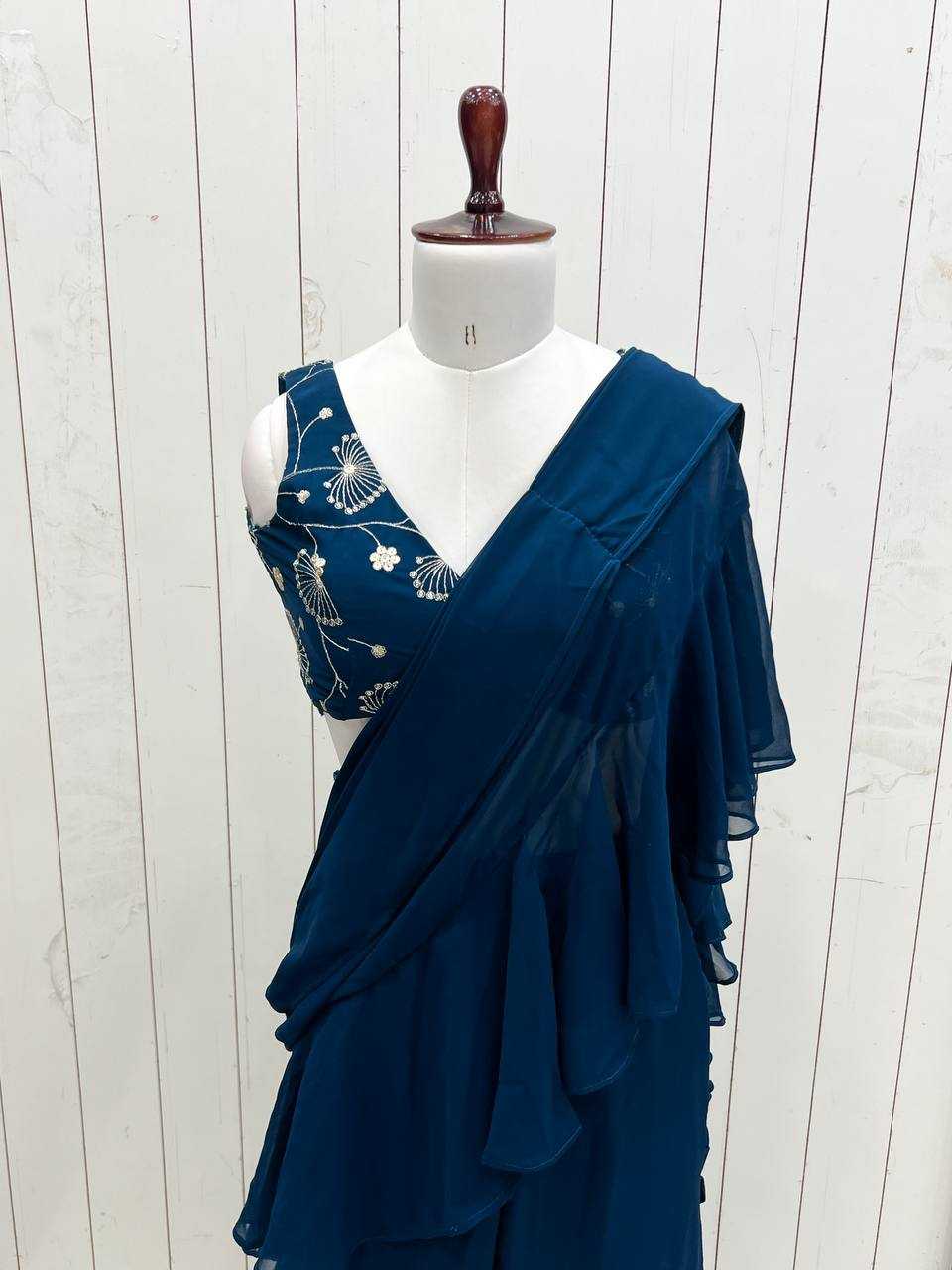 Ynf Faux Georgette KESH504 56 Sarees Wholesale Ready To Wear Sarees Party Wear Sarees Fancy Sarees Embroidered Sarees Manufacturer