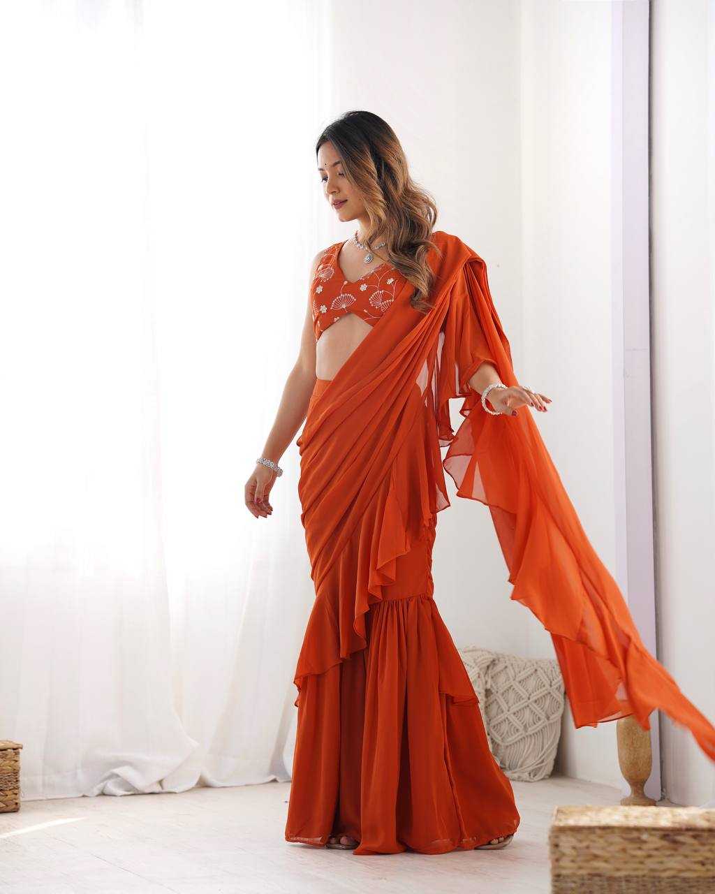 Ynf Faux Georgette KESH504 56 Sarees Wholesale Ready To Wear Sarees Party Wear Sarees Fancy Sarees Embroidered Sarees Manufacturer