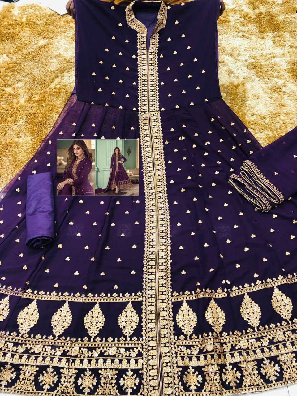 Ynf Faux Georgette KESH504 8527 Gowns Bollywood Collections Festive Collections Wholesale Georgette Gown Sequin Gowns Shamita Shetty Manufacturer