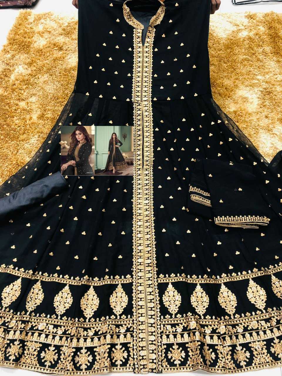 Ynf Faux Georgette KESH504 8527 Gowns Bollywood Collections Festive Collections Wholesale Georgette Gown Sequin Gowns Shamita Shetty Manufacturer