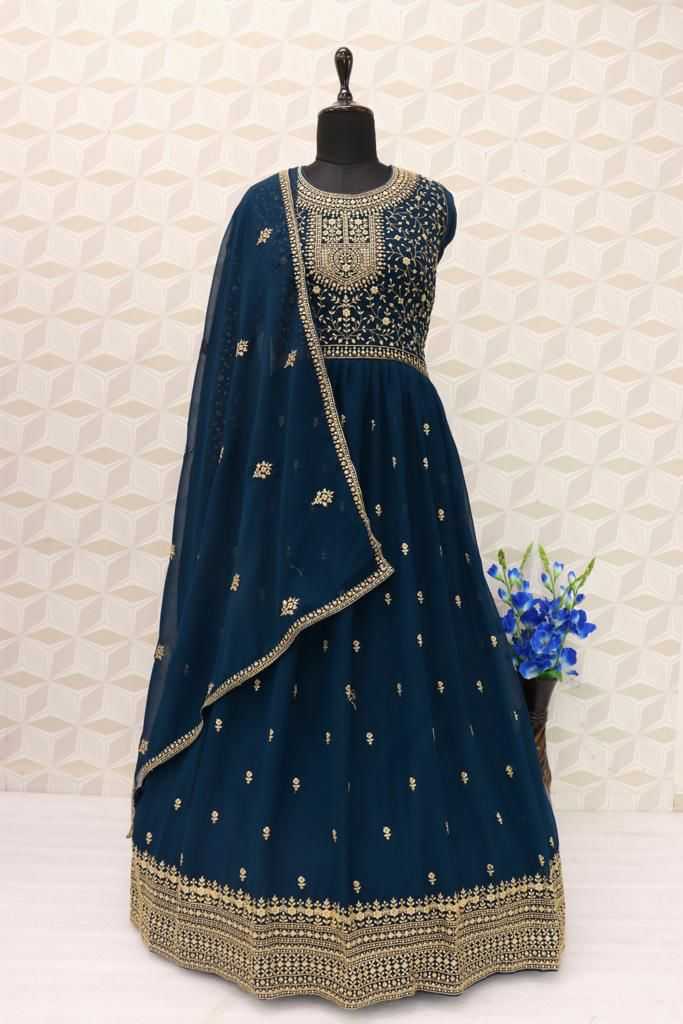 Ynf Faux Georgette KESH504 9486 Gowns Wedding Collections Festive Collections Wholesale Embroidery Gowns Georgette Gown Sequin Gowns Manufacturer