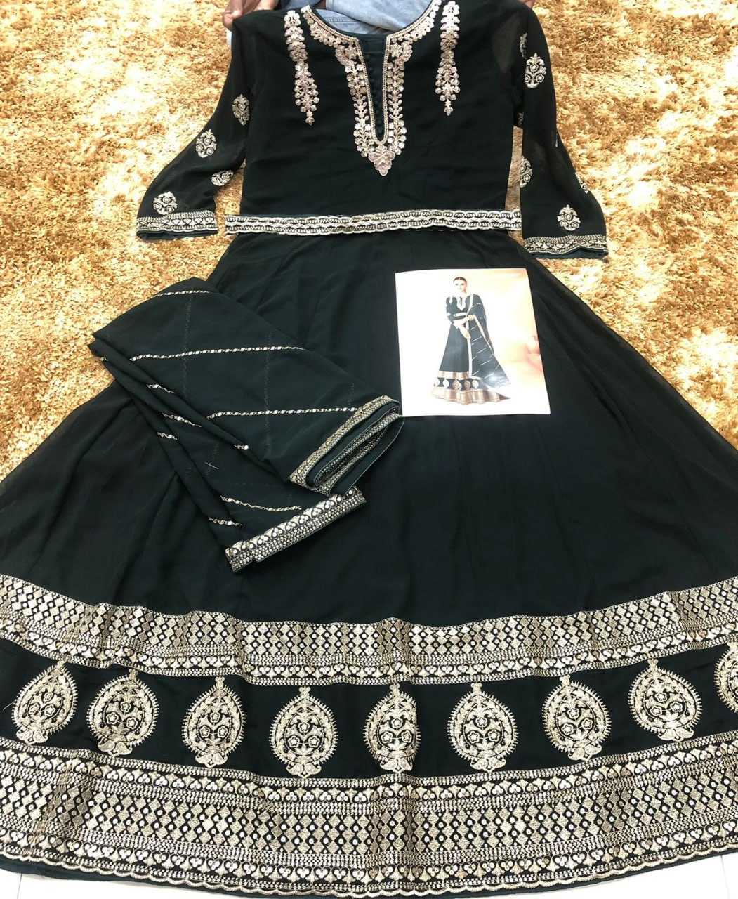 Ynf Faux Georgette KESH504 9875 Gowns Wedding Collections Festive Collections Wholesale Georgette Gown Gown With Dupatta Gown With Belt Manufacturer