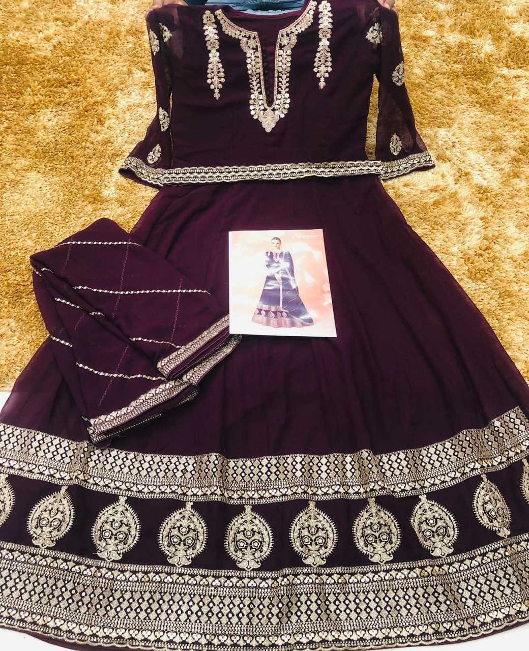 Ynf Faux Georgette KESH504 9875 Gowns Wedding Collections Festive Collections Wholesale Georgette Gown Gown With Dupatta Gown With Belt Manufacturer