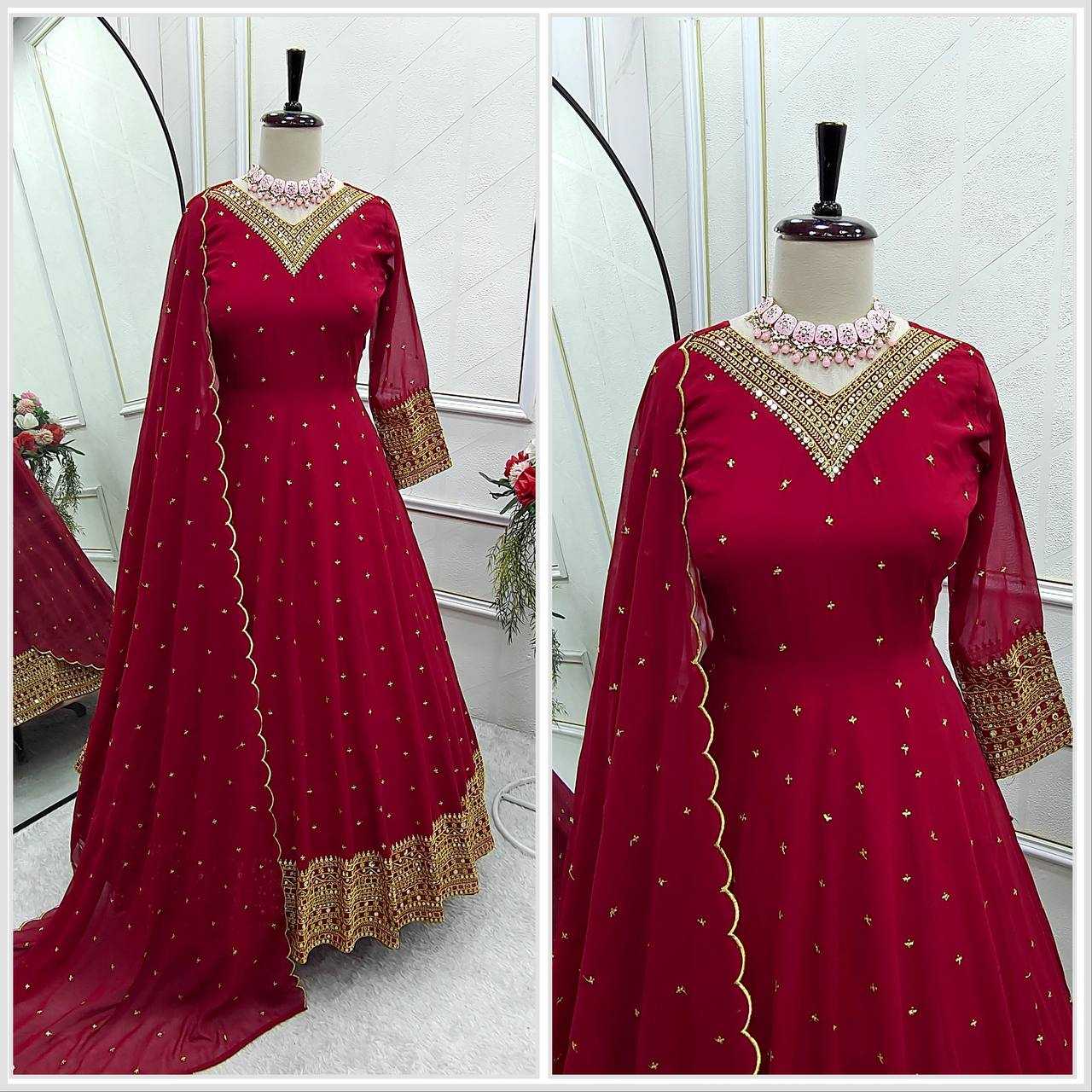Ynf Faux Georgette KESH506 110 Gowns Wedding Collections Festive Collections Wholesale Embroidery Gowns Georgette Gown Gown With Dupatta Manufacturer