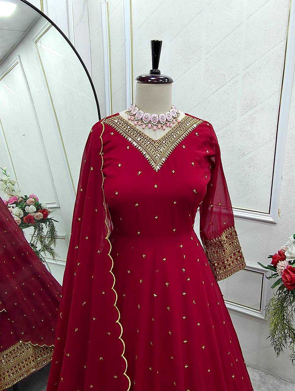 Ynf Faux Georgette KESH506 110 Gowns Wedding Collections Festive Collections Wholesale Embroidery Gowns Georgette Gown Gown With Dupatta Manufacturer