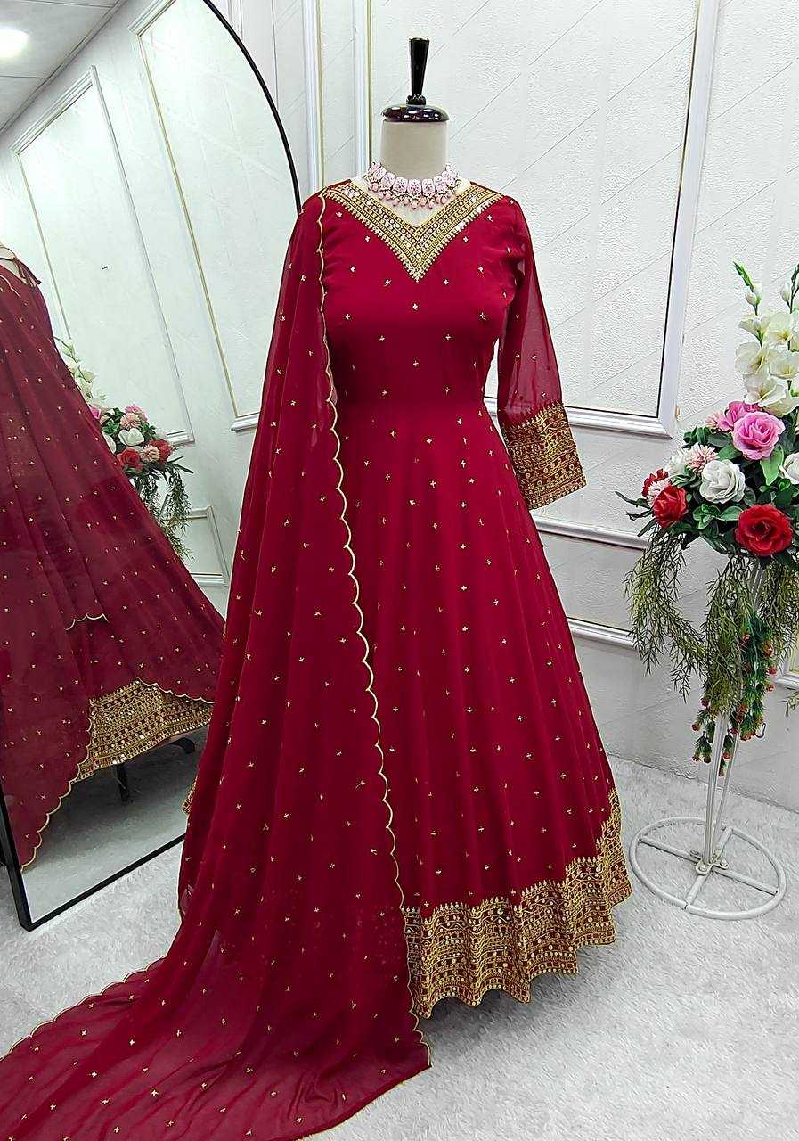 Ynf Faux Georgette KESH506 110 Gowns Wedding Collections Festive Collections Wholesale Embroidery Gowns Georgette Gown Gown With Dupatta Manufacturer
