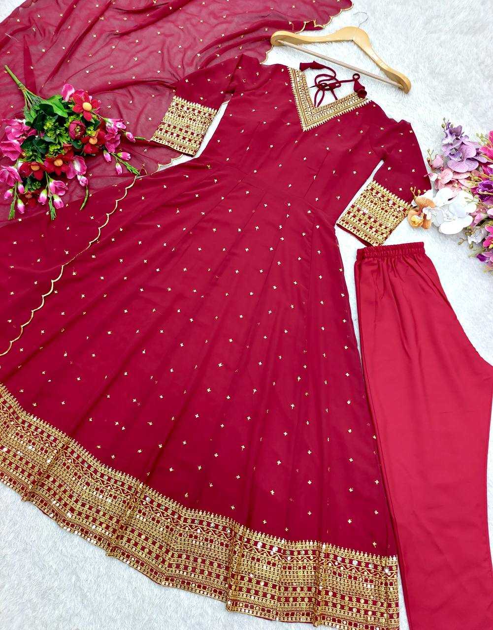 Ynf Faux Georgette KESH506 110 Gowns Wedding Collections Festive Collections Wholesale Embroidery Gowns Georgette Gown Gown With Dupatta Manufacturer