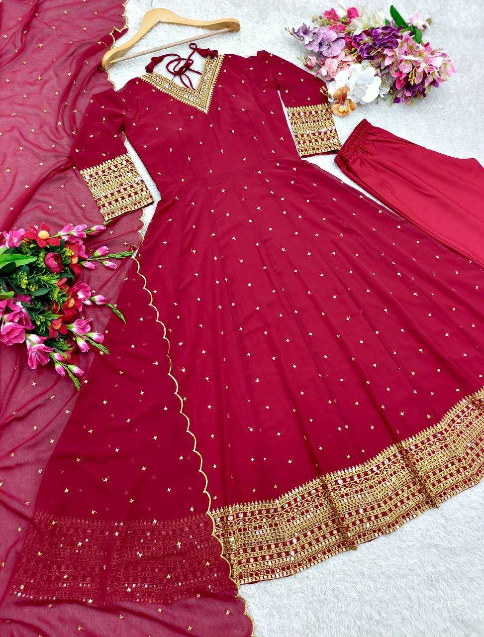 Ynf Faux Georgette KESH506 110 Gowns Wedding Collections Festive Collections Wholesale Embroidery Gowns Georgette Gown Gown With Dupatta Manufacturer