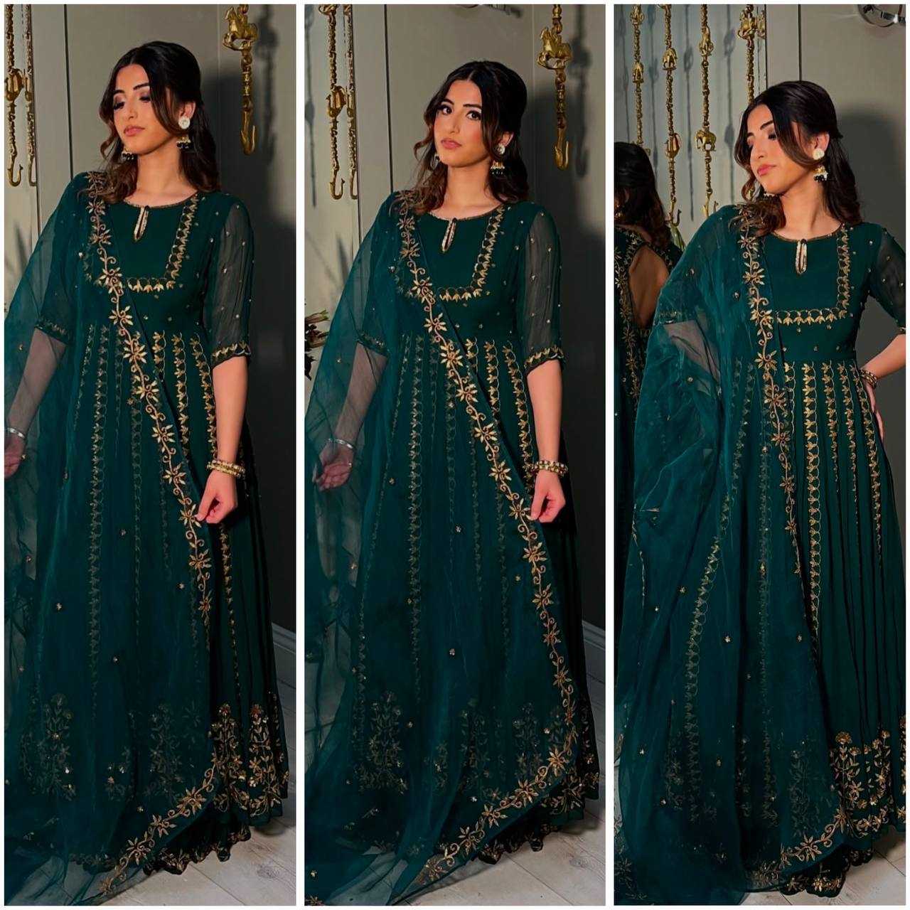 Ynf Faux Georgette KESH506 113 Gowns Wedding Collections Festive Collections Wholesale Embroidery Gowns Georgette Gown Gown With Dupatta Manufacturer
