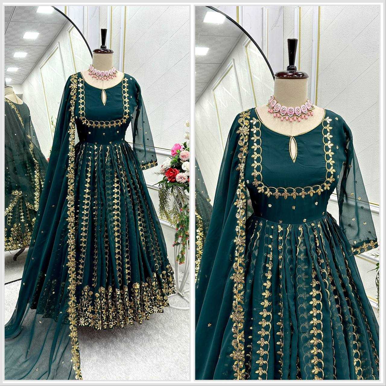 Ynf Faux Georgette KESH506 113 Gowns Wedding Collections Festive Collections Wholesale Embroidery Gowns Georgette Gown Gown With Dupatta Manufacturer