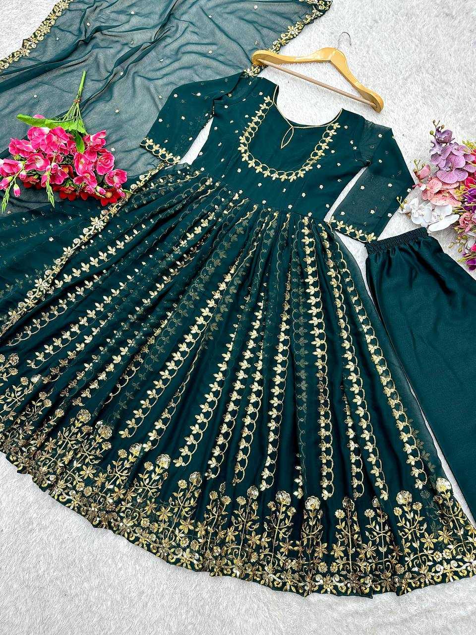 Ynf Faux Georgette KESH506 113 Gowns Wedding Collections Festive Collections Wholesale Embroidery Gowns Georgette Gown Gown With Dupatta Manufacturer