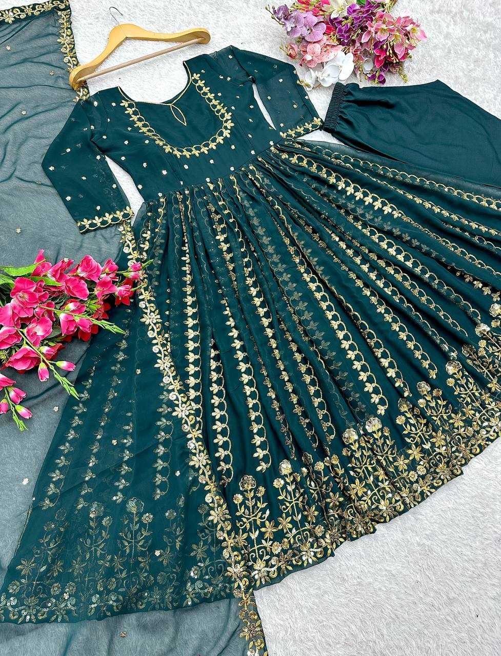 Ynf Faux Georgette KESH506 113 Gowns Wedding Collections Festive Collections Wholesale Embroidery Gowns Georgette Gown Gown With Dupatta Manufacturer