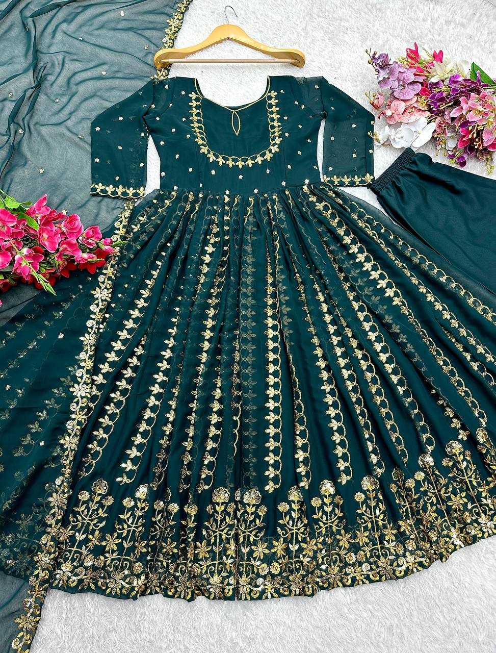 Ynf Faux Georgette KESH506 113 Gowns Wedding Collections Festive Collections Wholesale Embroidery Gowns Georgette Gown Gown With Dupatta Manufacturer