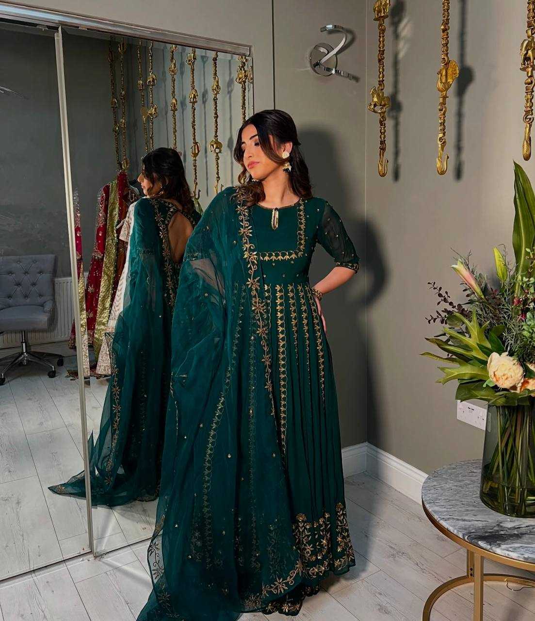 Ynf Faux Georgette KESH506 113 Gowns Wedding Collections Festive Collections Wholesale Embroidery Gowns Georgette Gown Gown With Dupatta Manufacturer