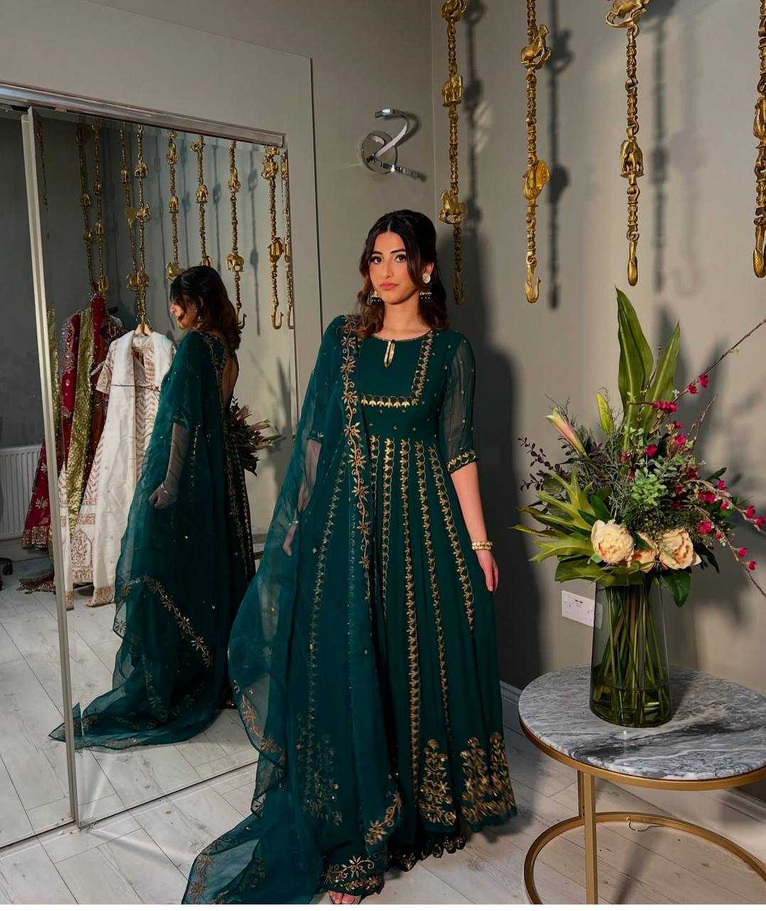 Ynf Faux Georgette KESH506 113 Gowns Wedding Collections Festive Collections Wholesale Embroidery Gowns Georgette Gown Gown With Dupatta Manufacturer
