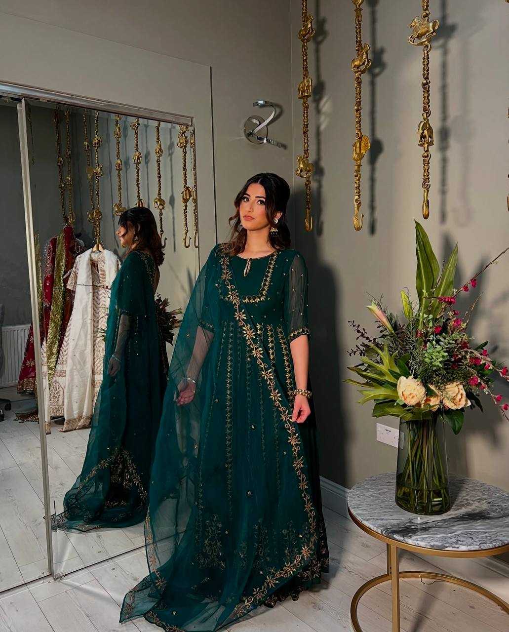 Ynf Faux Georgette KESH506 113 Gowns Wedding Collections Festive Collections Wholesale Embroidery Gowns Georgette Gown Gown With Dupatta Manufacturer