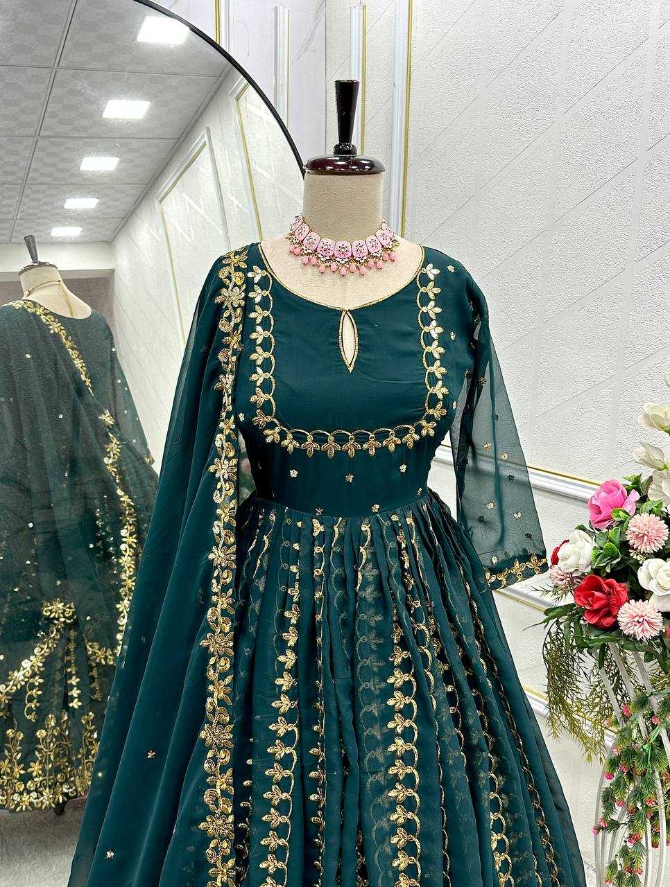 Ynf Faux Georgette KESH506 113 Gowns Wedding Collections Festive Collections Wholesale Embroidery Gowns Georgette Gown Gown With Dupatta Manufacturer
