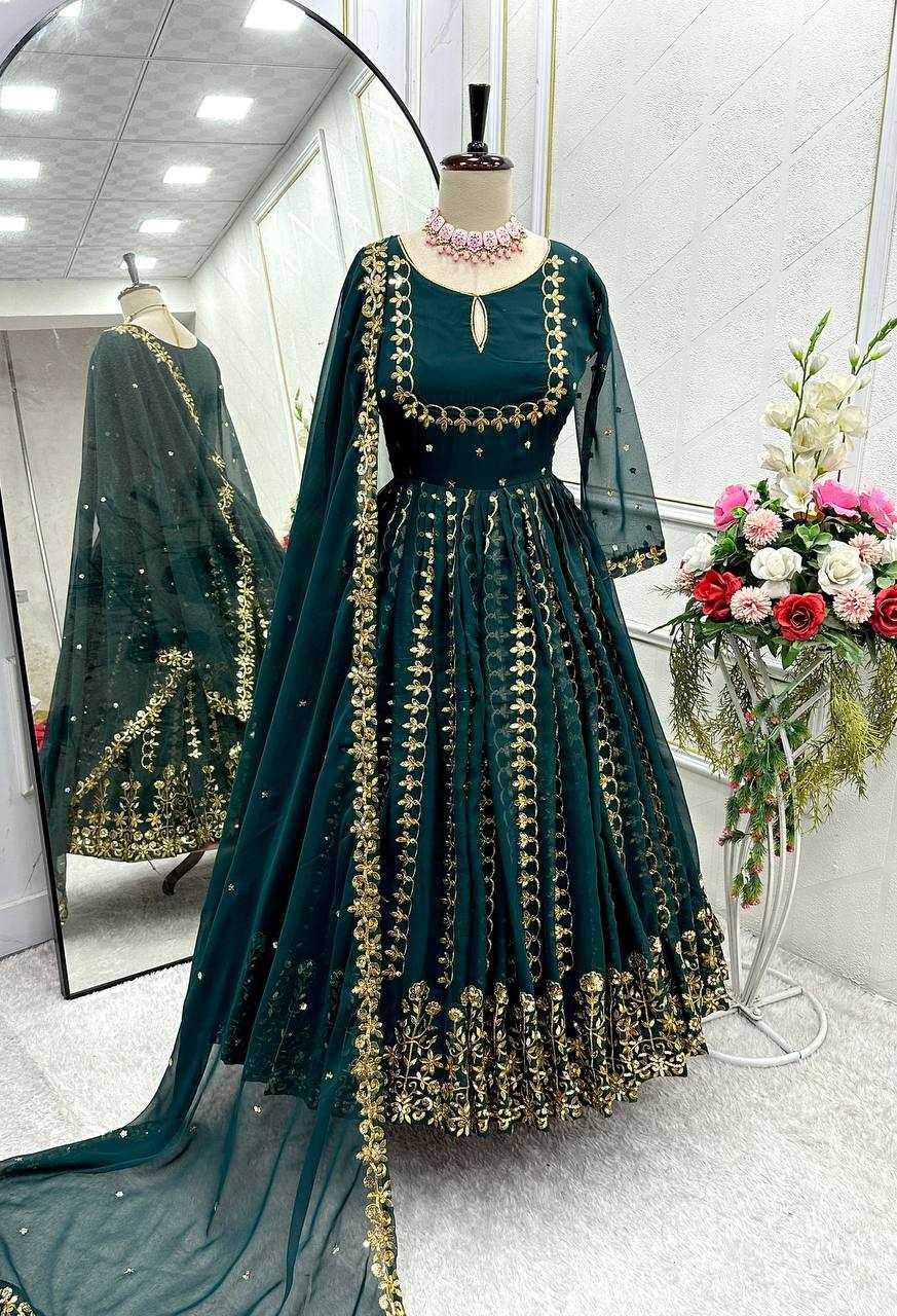 Ynf Faux Georgette KESH506 113 Gowns Wedding Collections Festive Collections Wholesale Embroidery Gowns Georgette Gown Gown With Dupatta Manufacturer