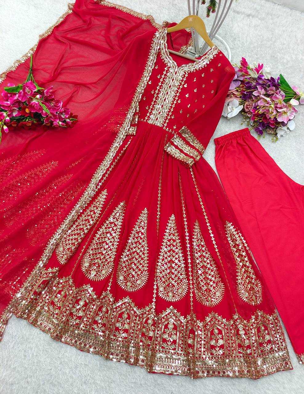 Ynf Faux Georgette KESH506 1159 Gowns Wedding Collections Festive Collections Wholesale Embroidery Gowns Georgette Gown Sequin Gowns Manufacturer