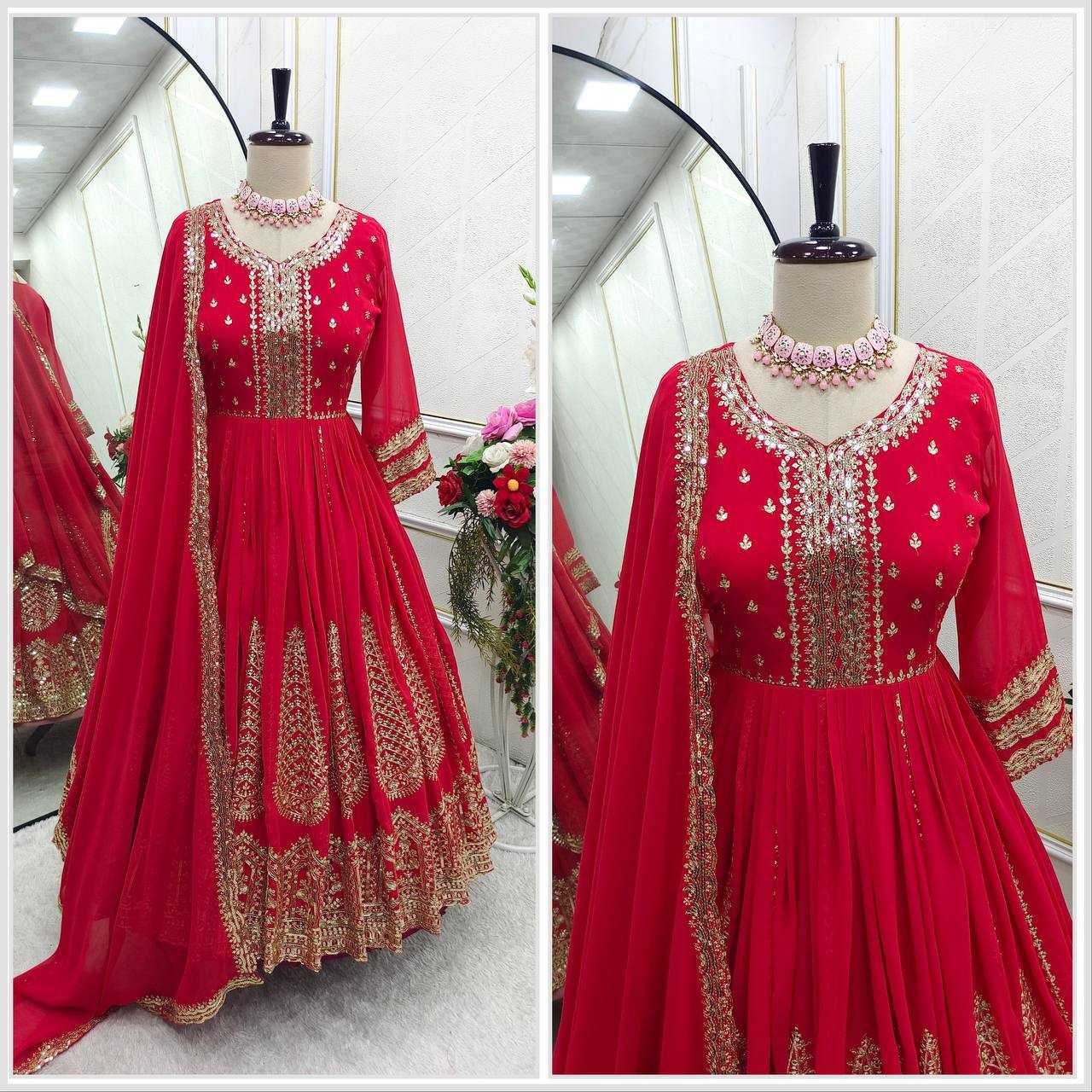 Ynf Faux Georgette KESH506 1159 Gowns Wedding Collections Festive Collections Wholesale Embroidery Gowns Georgette Gown Sequin Gowns Manufacturer