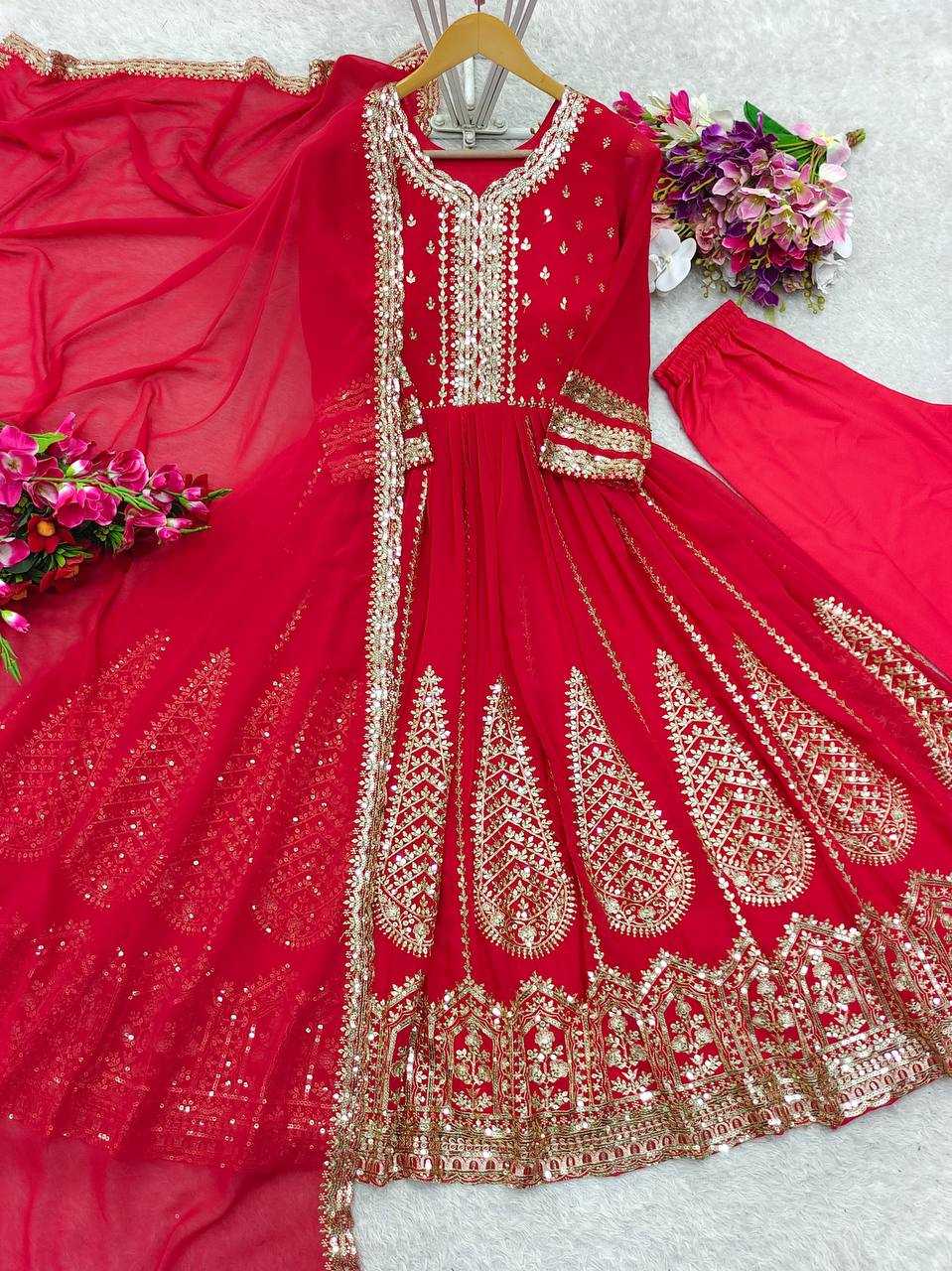 Ynf Faux Georgette KESH506 1159 Gowns Wedding Collections Festive Collections Wholesale Embroidery Gowns Georgette Gown Sequin Gowns Manufacturer
