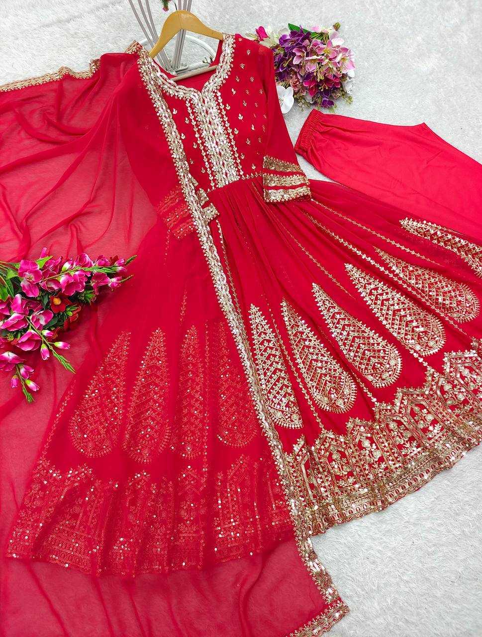 Ynf Faux Georgette KESH506 1159 Gowns Wedding Collections Festive Collections Wholesale Embroidery Gowns Georgette Gown Sequin Gowns Manufacturer