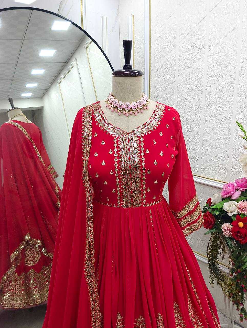 Ynf Faux Georgette KESH506 1159 Gowns Wedding Collections Festive Collections Wholesale Embroidery Gowns Georgette Gown Sequin Gowns Manufacturer