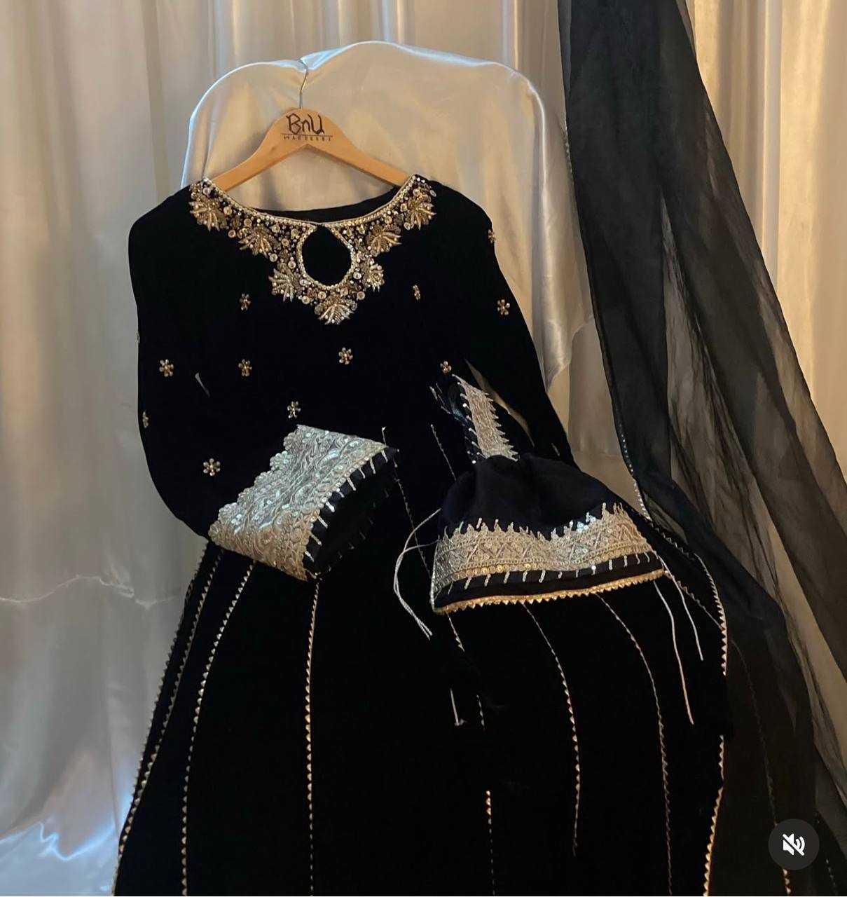 Ynf Faux Georgette KESH506 1160 Gowns Wedding Collections Festive Collections Wholesale Embroidery Gowns Georgette Gown Black Gown Manufacturer