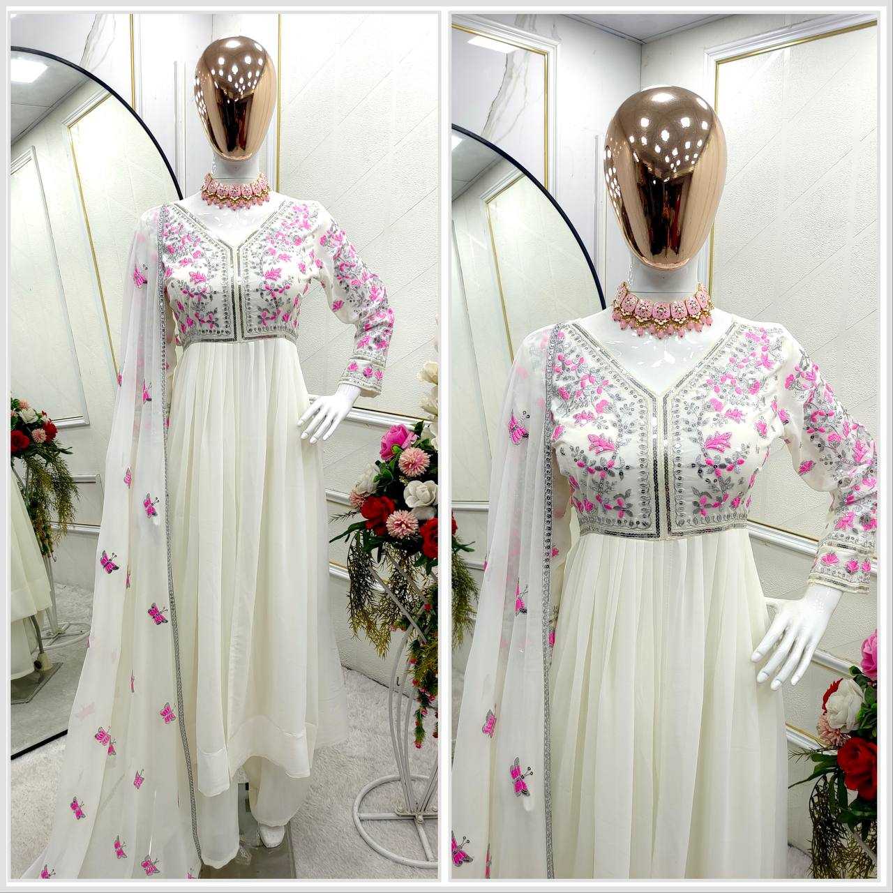 Ynf Faux Georgette KESH506 1167 Gowns Wholesale Fancy Gowns Embroidery Gowns Designer Gowns Manufacturer