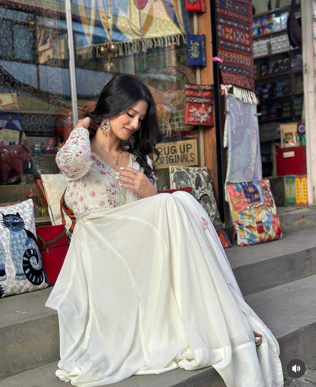 Ynf Faux Georgette KESH506 1167 Gowns Wholesale Fancy Gowns Embroidery Gowns Designer Gowns Manufacturer