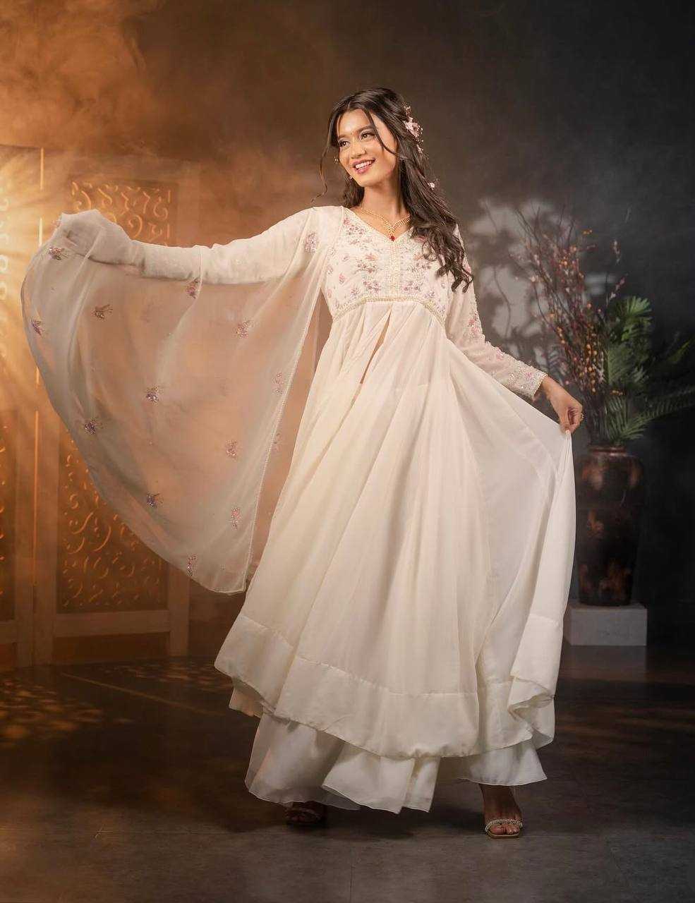 Ynf Faux Georgette KESH506 1167 Gowns Wholesale Fancy Gowns Embroidery Gowns Designer Gowns Manufacturer