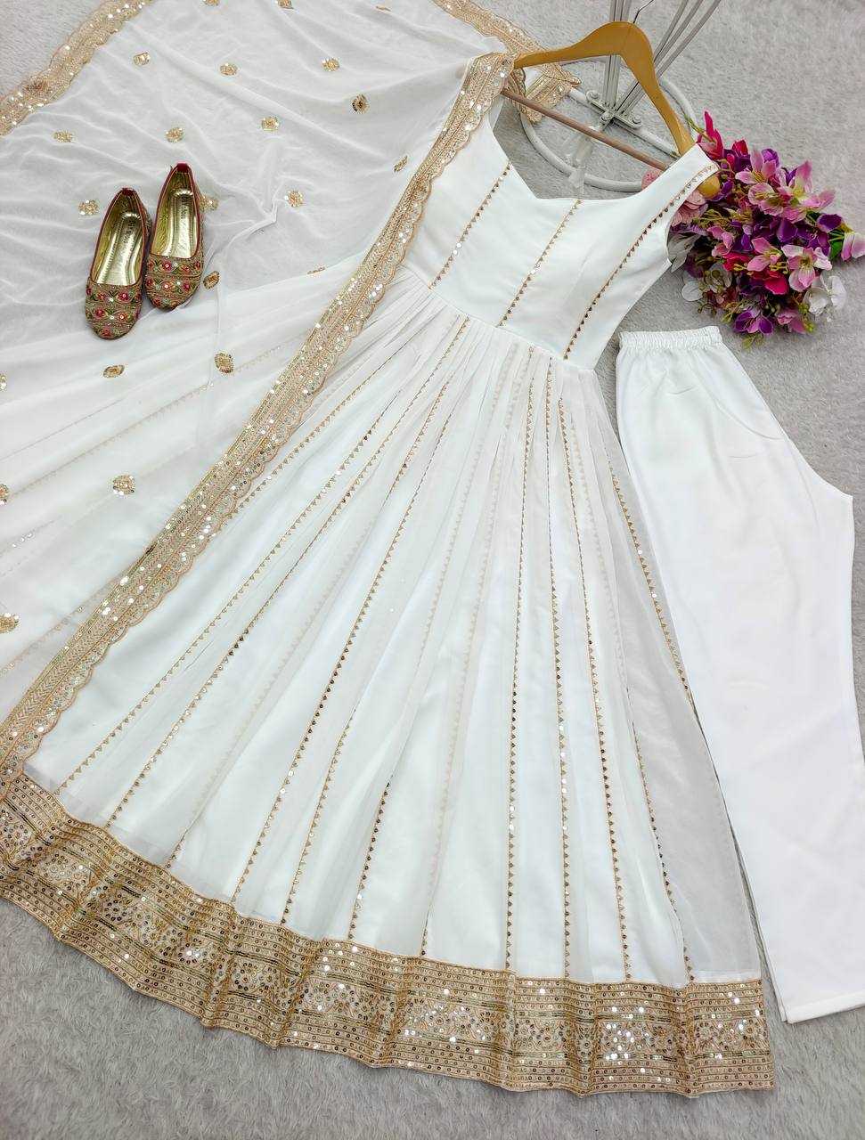 Ynf Faux Georgette KESH506 1179 Gowns Wholesale Fancy Gowns Embroidery Gowns Designer Gowns Manufacturer