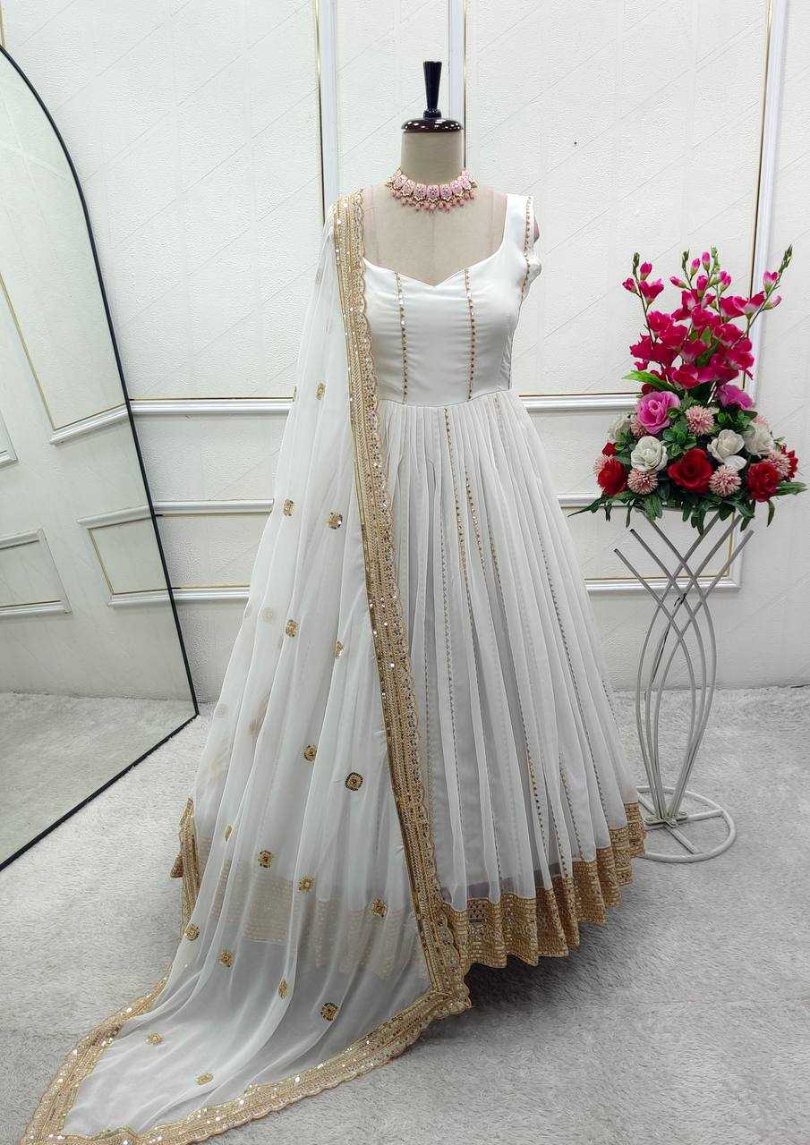 Ynf Faux Georgette KESH506 1179 Gowns Wholesale Fancy Gowns Embroidery Gowns Designer Gowns Manufacturer