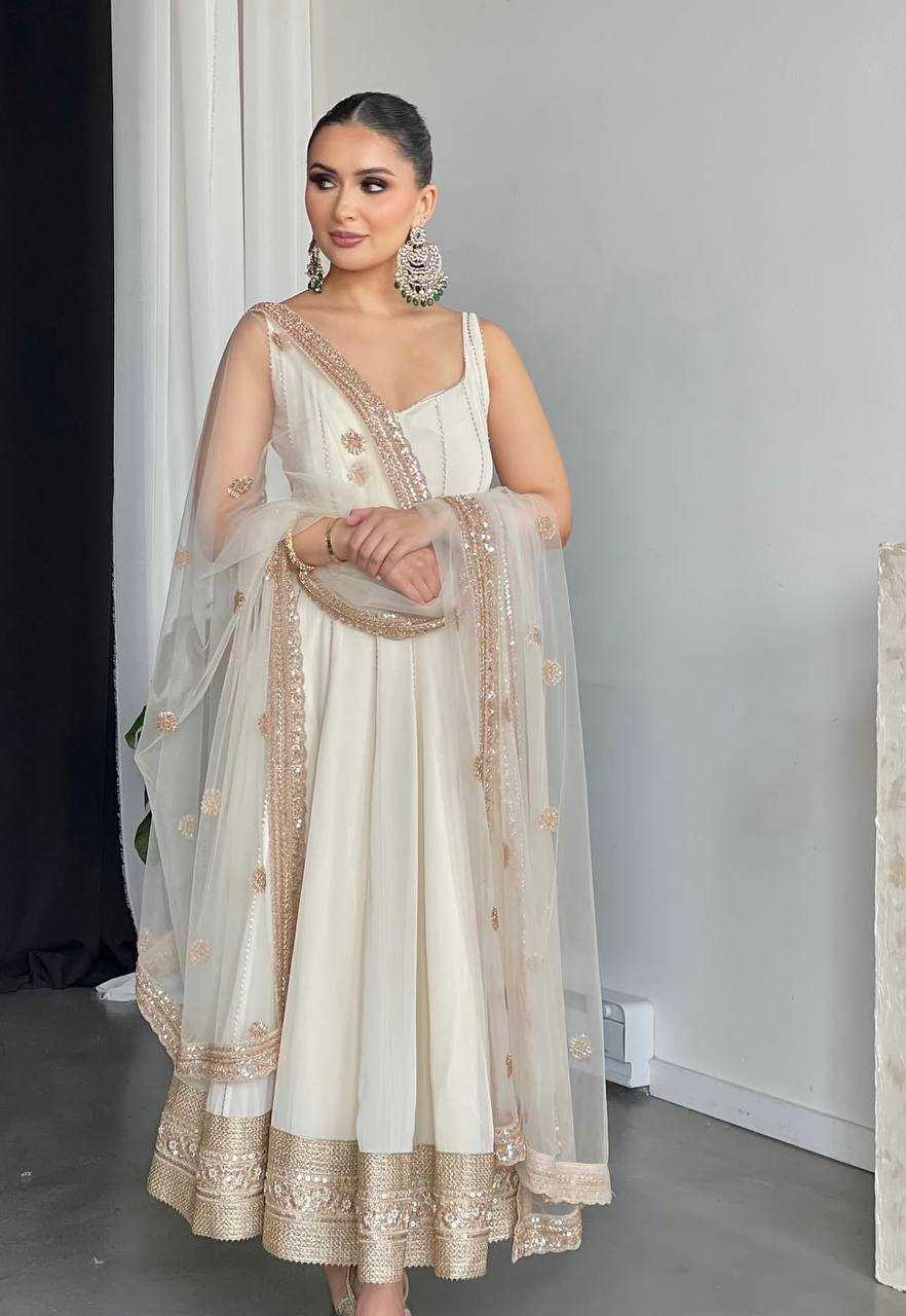 Ynf Faux Georgette KESH506 1179 Gowns Wholesale Fancy Gowns Embroidery Gowns Designer Gowns Manufacturer