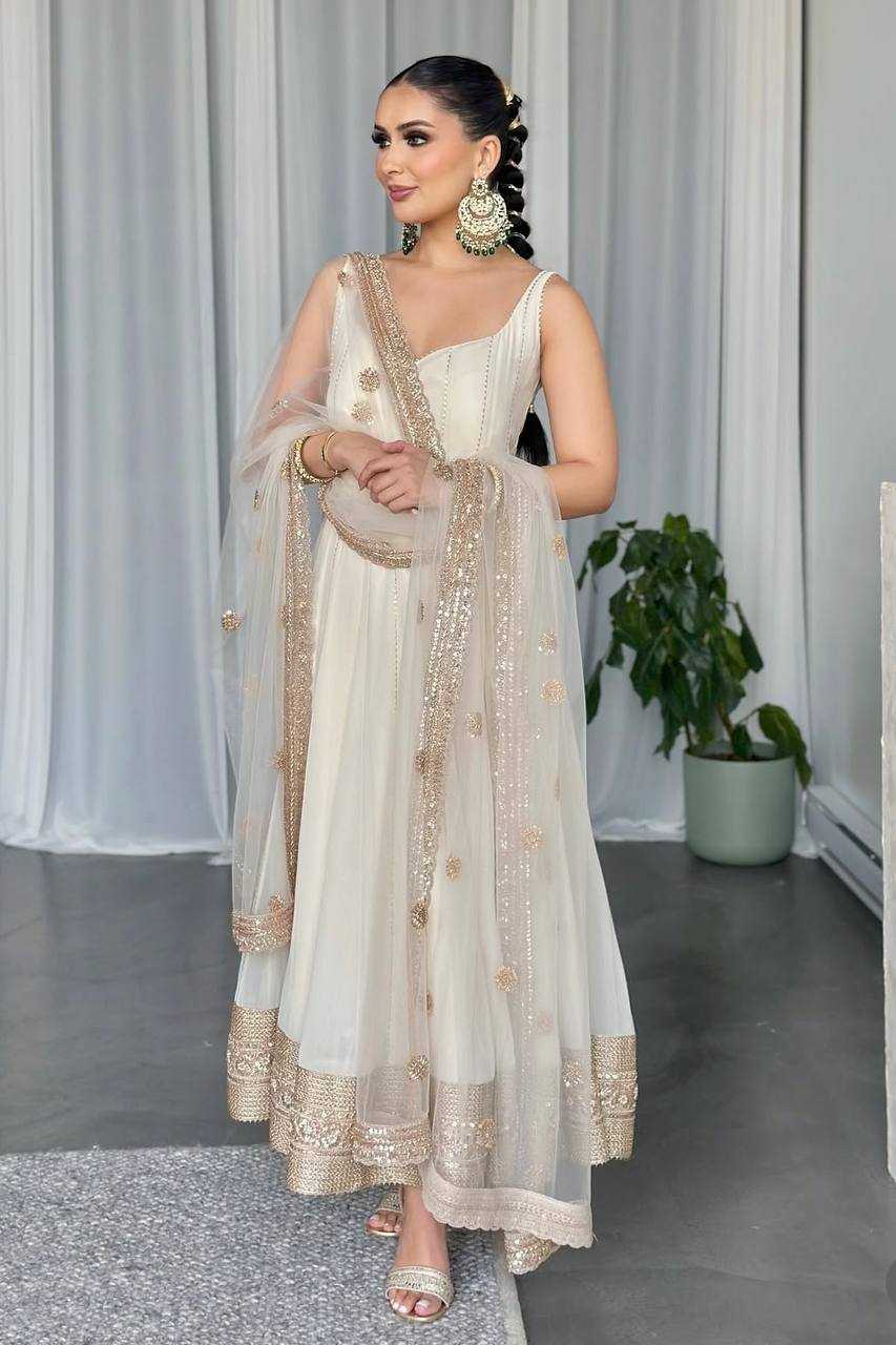 Ynf Faux Georgette KESH506 1179 Gowns Wholesale Fancy Gowns Embroidery Gowns Designer Gowns Manufacturer