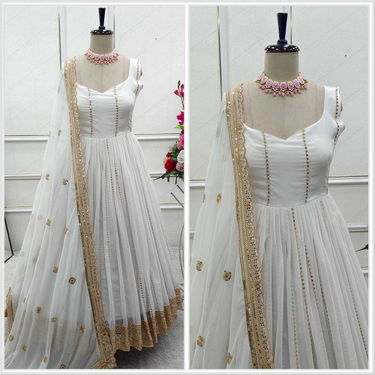 Ynf Faux Georgette KESH506 1179 Gowns Wholesale Fancy Gowns Embroidery Gowns Designer Gowns Manufacturer