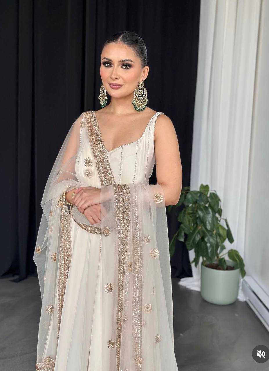 Ynf Faux Georgette KESH506 1179 Gowns Wholesale Fancy Gowns Embroidery Gowns Designer Gowns Manufacturer