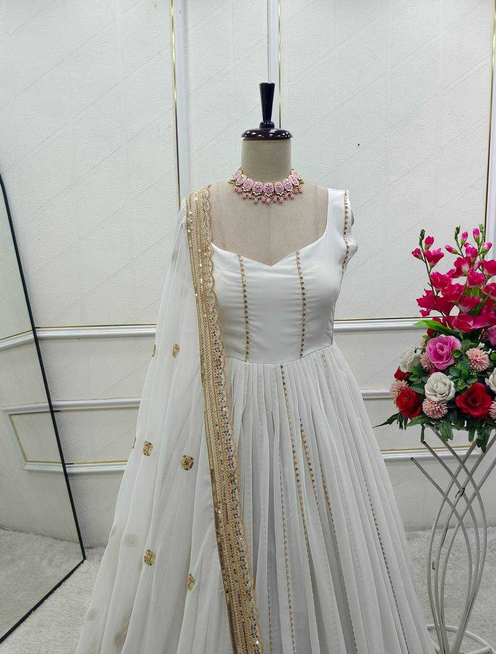 Ynf Faux Georgette KESH506 1179 Gowns Wholesale Fancy Gowns Embroidery Gowns Designer Gowns Manufacturer