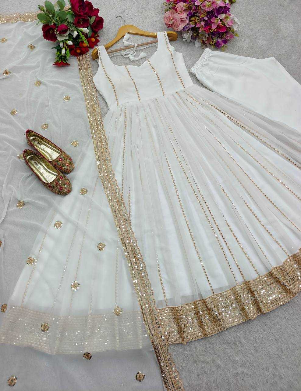 Ynf Faux Georgette KESH506 1179 Gowns Wholesale Fancy Gowns Embroidery Gowns Designer Gowns Manufacturer