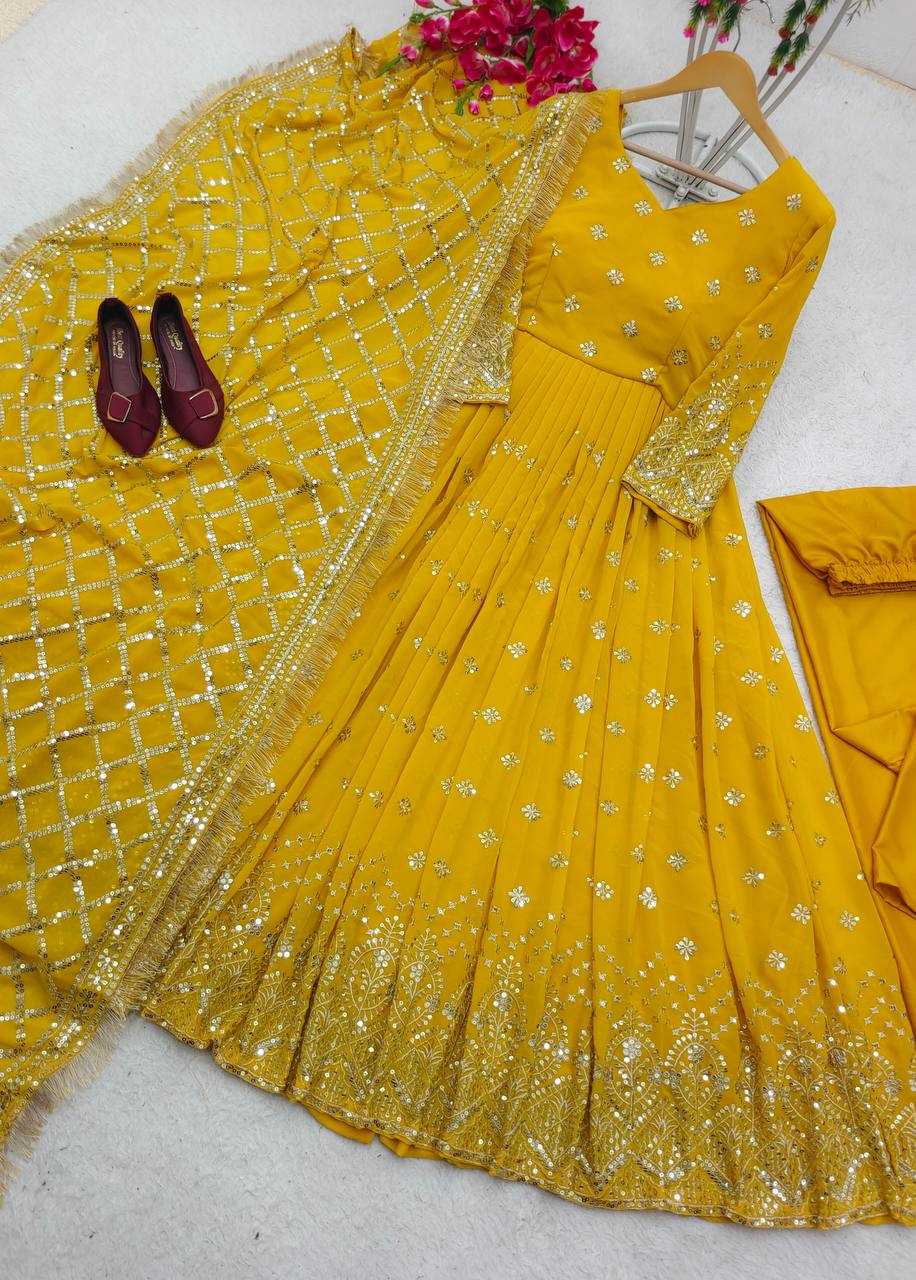 Ynf Faux Georgette KESH506 505 Gowns Wedding Collections Festive Collections Wholesale Embroidery Gowns Georgette Gown Gown With Dupatta Manufacturer