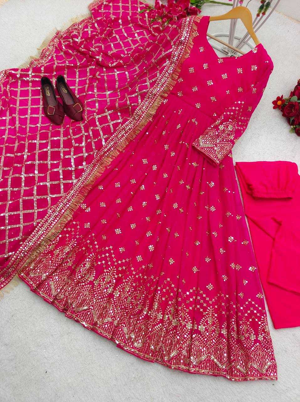 Ynf Faux Georgette KESH506 505 Gowns Wedding Collections Festive Collections Wholesale Embroidery Gowns Georgette Gown Gown With Dupatta Manufacturer