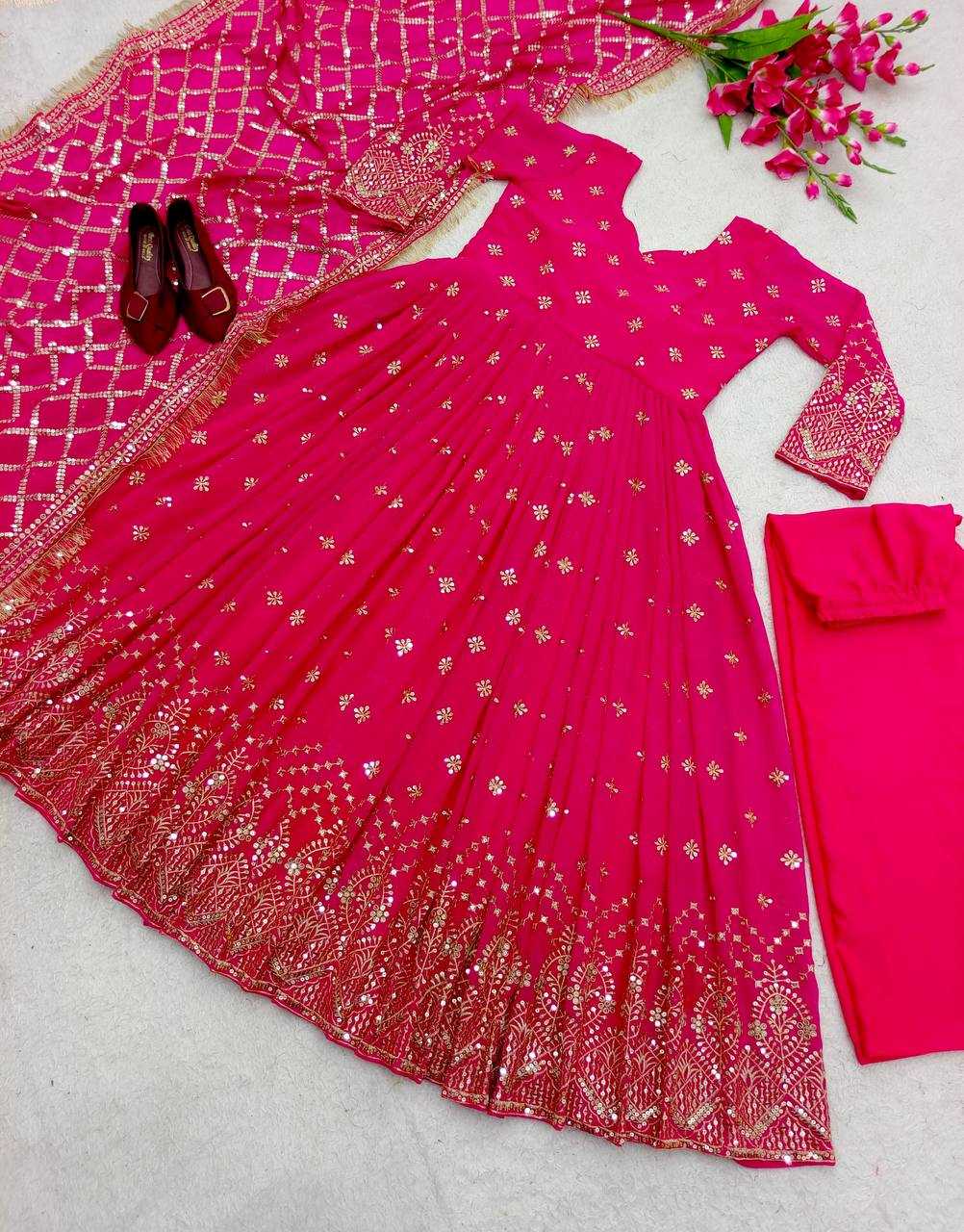 Ynf Faux Georgette KESH506 505 Gowns Wedding Collections Festive Collections Wholesale Embroidery Gowns Georgette Gown Gown With Dupatta Manufacturer