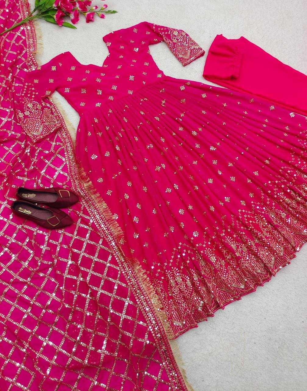 Ynf Faux Georgette KESH506 505 Gowns Wedding Collections Festive Collections Wholesale Embroidery Gowns Georgette Gown Gown With Dupatta Manufacturer