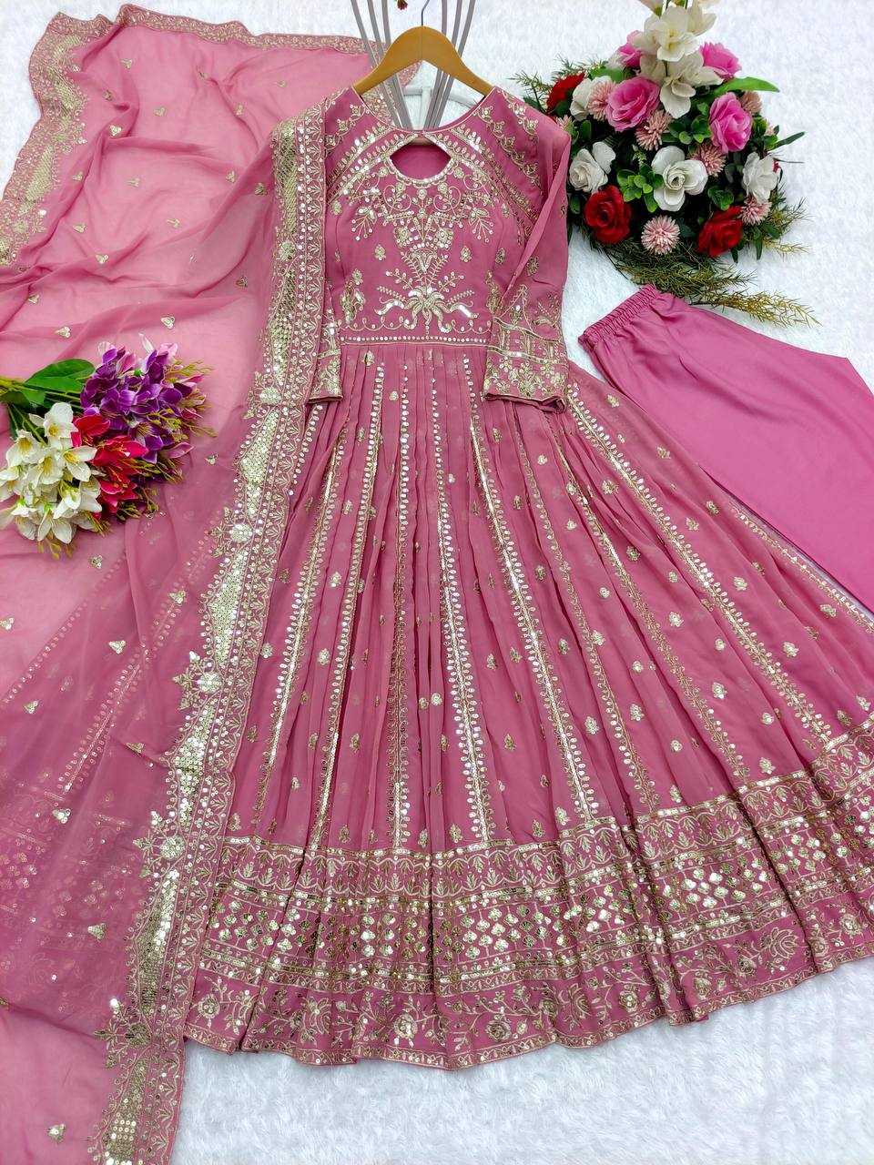 Ynf Faux Georgette KESH506 8028 Gowns Wholesale Fancy Gowns Embroidery Gowns Designer Gowns Manufacturer